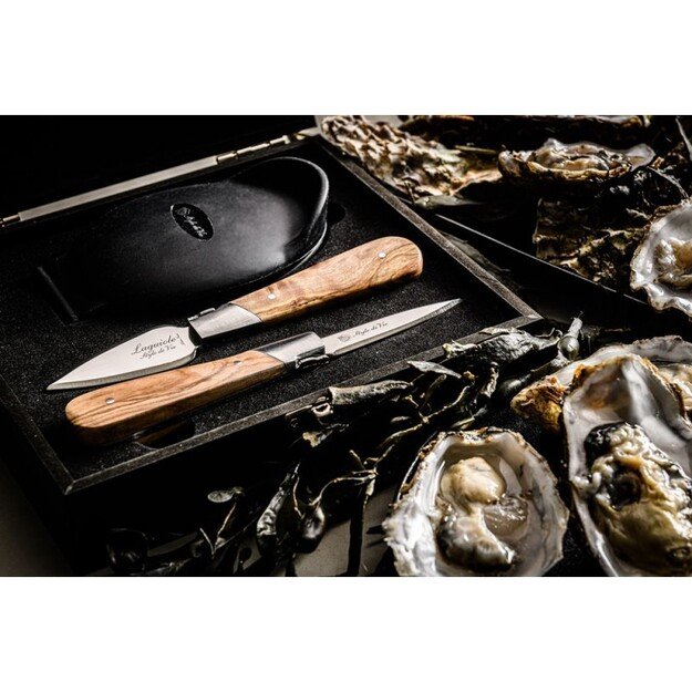 Austrių gliaudymo rinkinys Forged Oyster set Olive wood 4