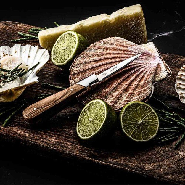 Austrių gliaudymo rinkinys Forged Oyster set Olive wood 3