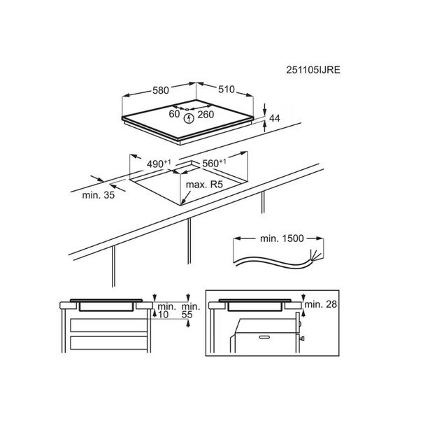 Įmontuojama indukcinė kaitlentė Electrolux 700 serija, SaphirMatt SE, SenseBoil, Hob2Hood, EIS62453I 5