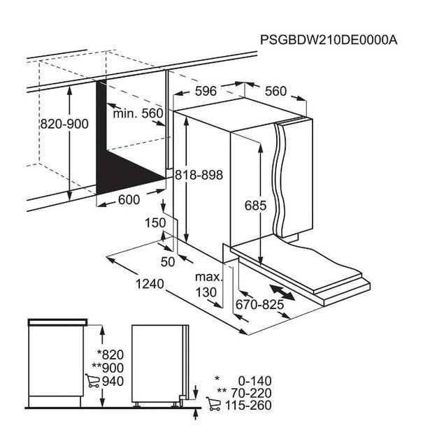 Įmontuojama indaplovė AEG 9000 ComfortLift, FSE9680AP, 60cm 3