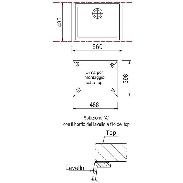 Virtuvės plautuvė PLADOS ONE ON5610, montuojama po stalvir&scaron;iu, juoda matinė, ON5610ST-70 1