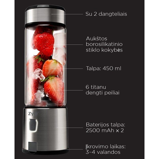 Įkraunama ne&scaron;iojama kokteilinė su titanu dengtais a&scaron;menimis Zyle ZY03RBS 1