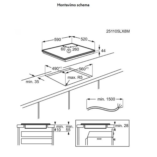 Įmontuojama indukcinė kaitlentė AEG 8000, Hob2Hood, TI64IB30FB 1