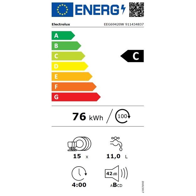 Įmontuojama indaplovė Electrolux EEG69420W 1