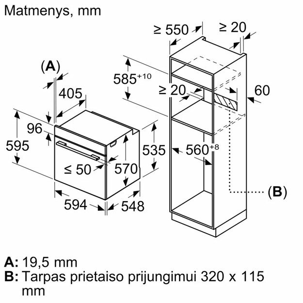Įmontuojama orkaitė Bosch HBA534BB3 2
