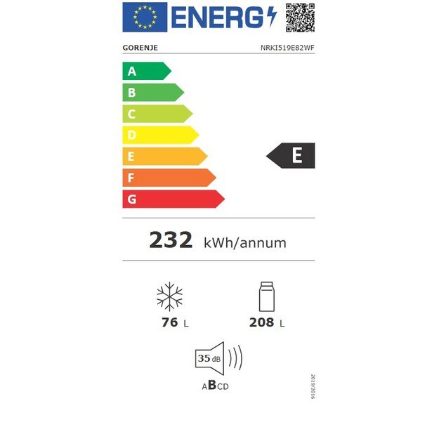 Įmontuojamas &scaron;aldytuvas GORENJE G800, NRKI519E82WF 1