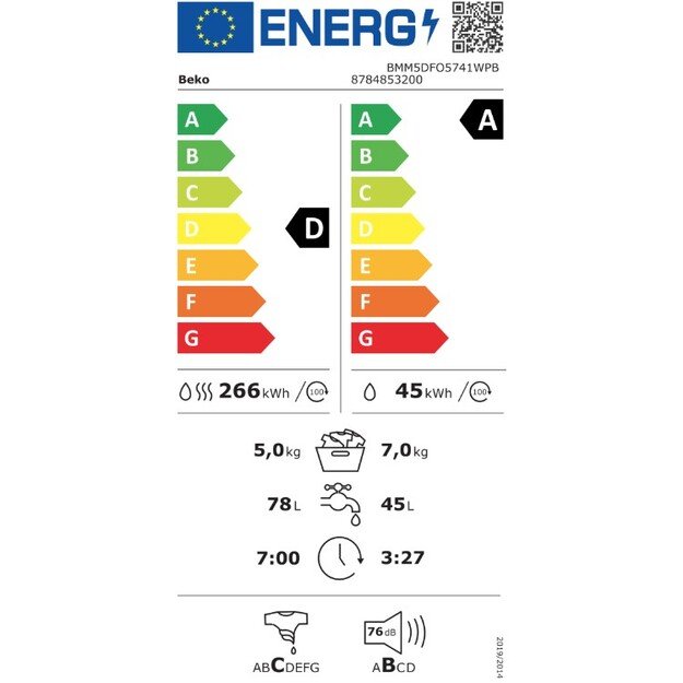 Skalbimo ma&scaron;ina su džiovinimo funkcija Beko BMM5DFO5741WPB, 7/5 kg 1