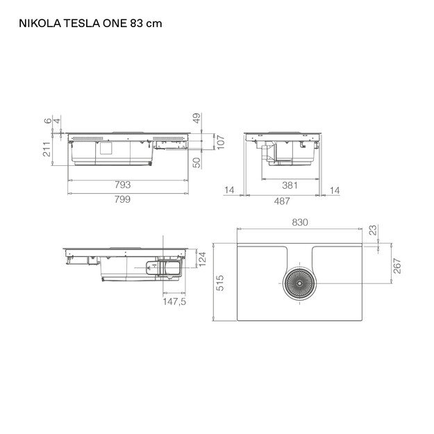 Įmontuojama kaitlentė su integruotu gartraukiu Elica NIKOLATESLA ONE EVO BL/A/83, PRF0196318 3