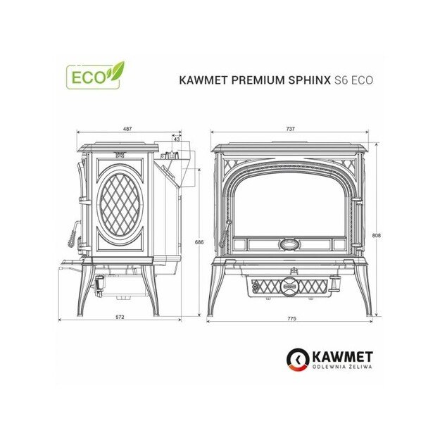 Ketaus krosnelė KAWMET Premium SPHINX S6 ECO