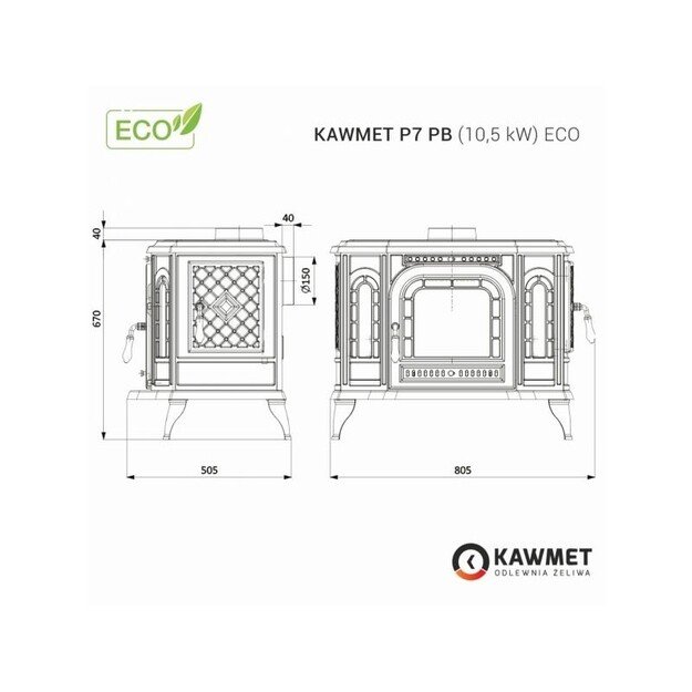 Ketaus krosnelė KAWMET P7 PB (10,5 kW) ECO