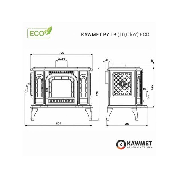 Ketaus krosnelė KAWMET P7 PB (10,5 kW) ECO