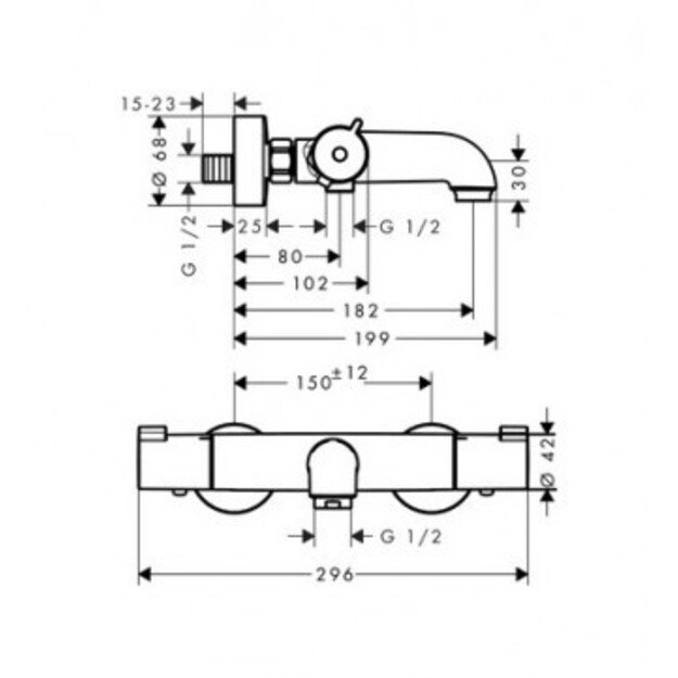 Termostatinis vonios maišytuvas Hansgrohe Ecostat 1001 CI, 13201000