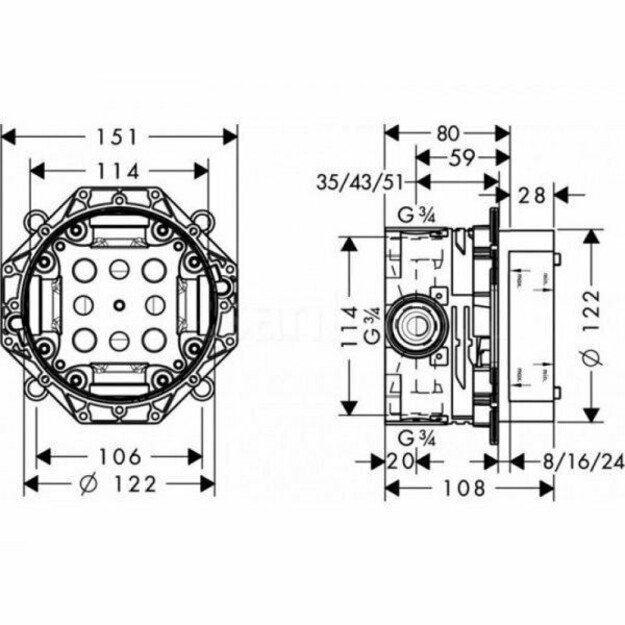 Potinkinė dėžutė Hansgrohe Ibox universal, 1800180