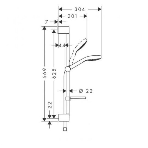 Dušo komplektas Hansgrohe Croma Select E Vario 0.65 m, 26586400