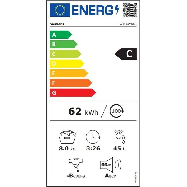 Įmontuojama skalbimo mašina Siemens WI14W443