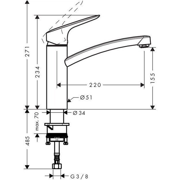 Maišytuvas plautuvei Hansgrohe Logis 160, 71832000