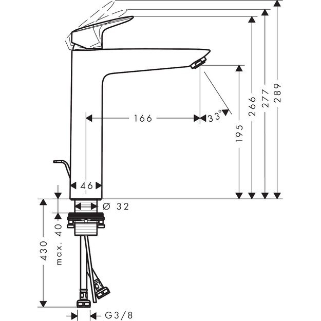 Aukštas praustuvo maišytuvas Hansgrohe Logis 71095000