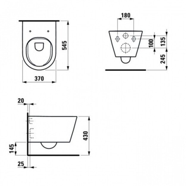 Pakabinamas klozetas su Soft close dangčiu Kartell by Laufen rimless H8203370000001+H8913330000001