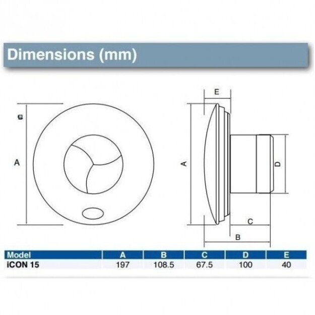 Ventiliatorius AirFlow iCON 15 Ø100mm 68 m3/val