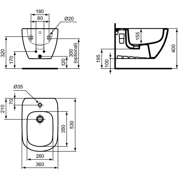 Pakabinama bide Ideal Standard Tesi T457001