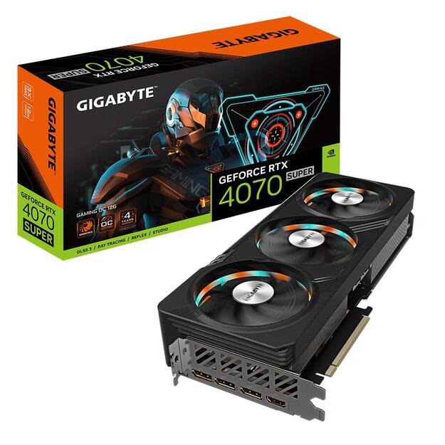 Graphics Card|GIGABYTE|NVIDIA GeForce RTX 4070 SUPER|12 GB|GDDR6X|192 bit|PCIE 4.0 16x|GPU 2565 MHz|1xHDMI|3xDisplayPort|GV-N407SGAMINGOC-12GD