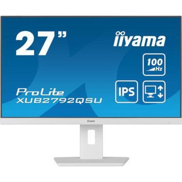 LCD Monitor|IIYAMA|27 |Business|Panel IPS|2560x1440|16:9|100Hz|Matte|0.4 ms|Speakers|Swivel|Pivot|Height adjustable|Tilt|Colour White|XUB2792QSU-W6