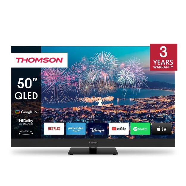 TV Set|THOMSON|50 |4K/Smart|QLED|3840x2160|Wireless LAN|Bluetooth|Google TV|Black|50QG6C14