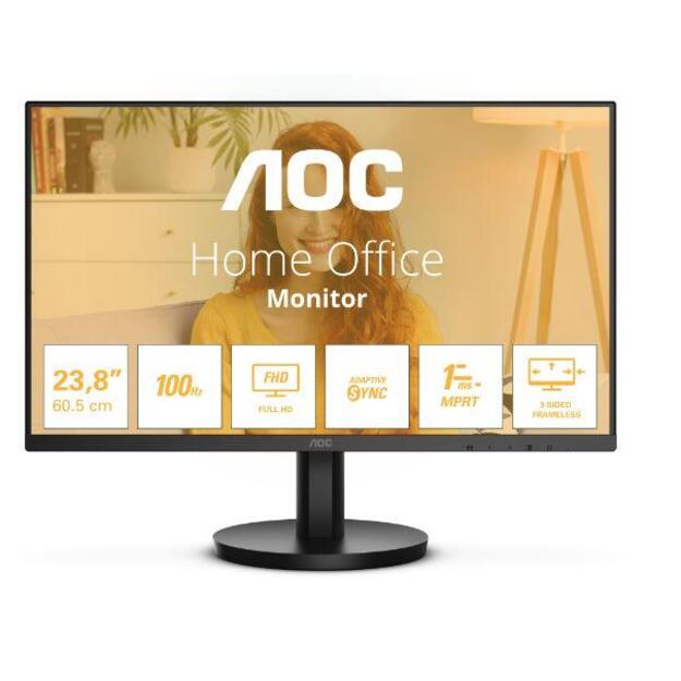 LCD Monitor|AOC|24 |Panel VA|1920x1080|16:9|100 Hz|Matte|1 ms|Speakers|Tilt|Colour Black|24B3HMA2