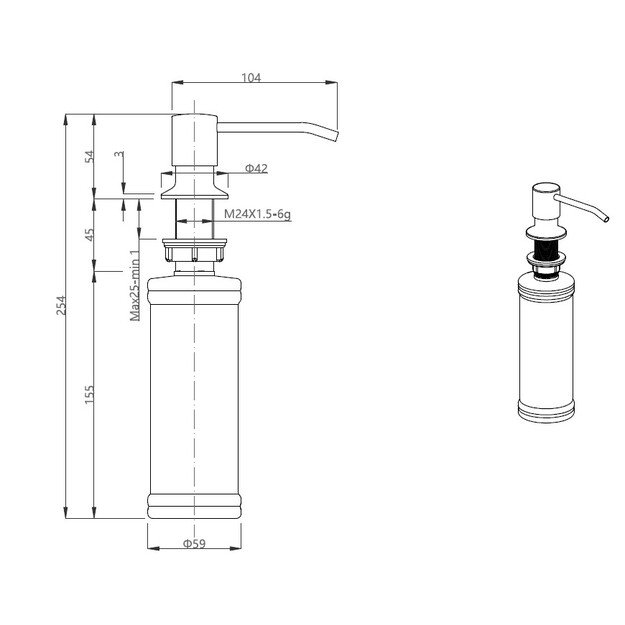 Dozatorius Quadron KEIRA MFS1001PG, aukso