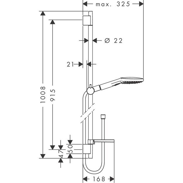 Dušo komplektas Hansgrohe Raindance Select E 120 3jet 0.90 m, 26621000