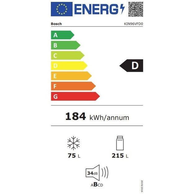 Įmontuojamas šaldytuvas Bosch KIN96VFD0