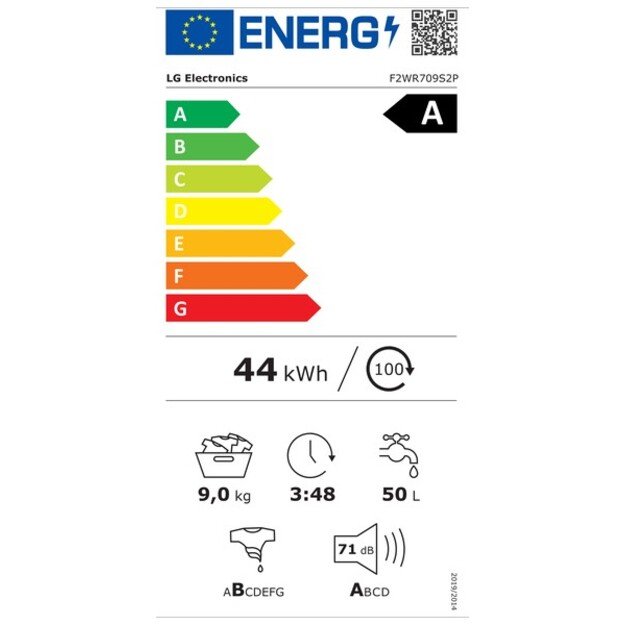 Skalbimo mašina LG F2WR709S2P, 9 kg, sidabro