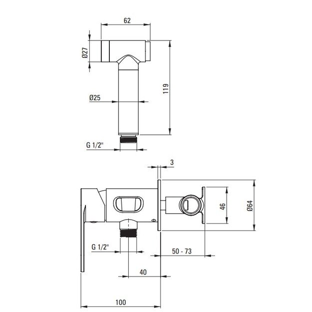 Potinkinis bidė dušelio komplektas Deante Alpinia BGA_N34M, Nero 1