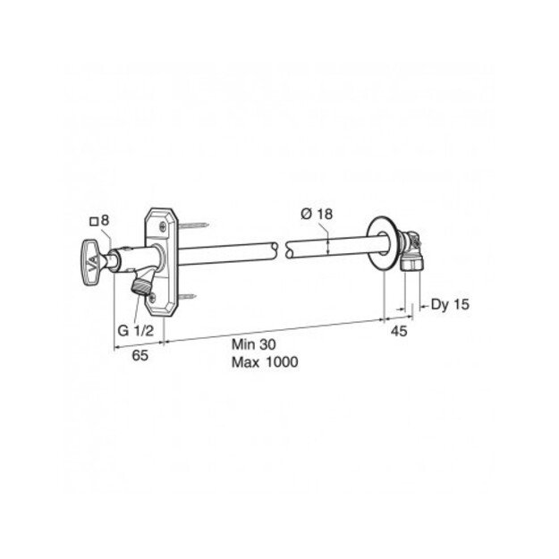 Lauko kranas Gustavsberg G½ drain 1000mm 1