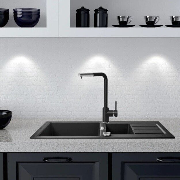 Maišytuvas plautuvei Sirius chromuotas/onikso 115.0668.279 3