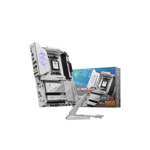 Mainboard|MSI|AMD B850|SAM5|ATX|Memory DDR5|Memory slots 4|3xPCI-Express 16x|4xM.2|1xHDMI|1xAudio-In|1xAudio-Out|4xUSB 2.0|1xUSB 3.0|2xUSB 3.2|3xUSB-C|1xOptical S/PDIF|1xRJ45|MPGB850EDGETIWIFI