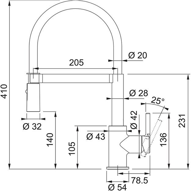 Virtuvinis maišytuvas Franke Lina Semi Pro, juodas/chromas, 115.0626.085 1
