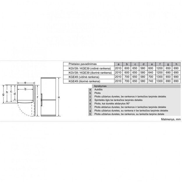 Šaldytuvas Bosch KGE39AICA 1