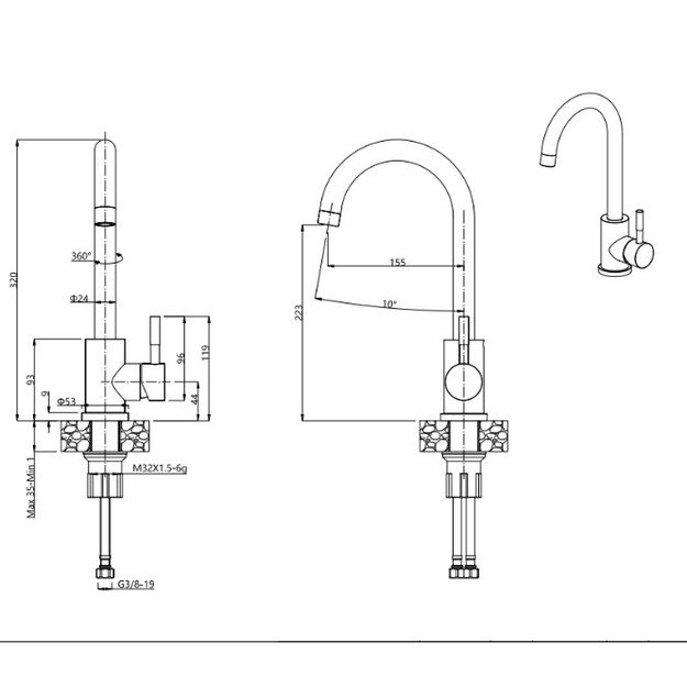 Plautuvė su maišytuvu Quadron GO SMART VERY BLACK, TQ6244GSBLM 1