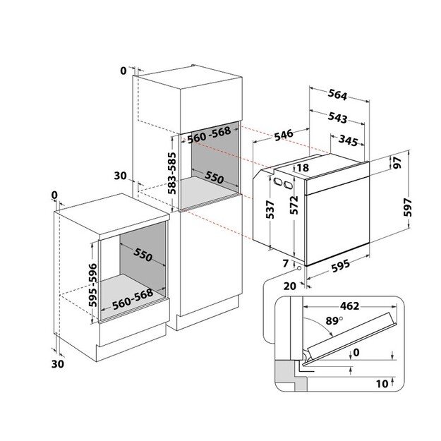 Įmontuojama orkaitė WHIRLPOOL WOI6A8FPT1SBA 1