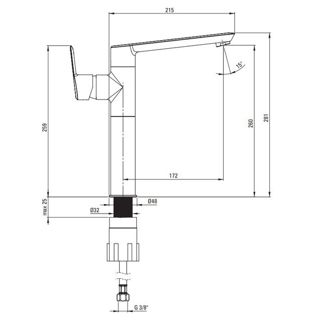 Aukštas prautuvo maišytuvas Deante BQA_N20K 2