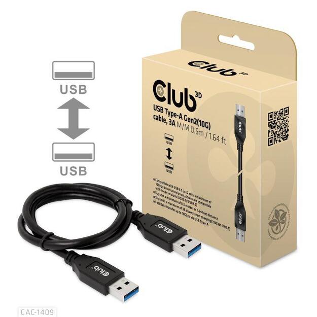CABLE USB3.1 3A 0.5M/M/M CAC-1409 CLUB3D