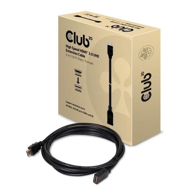 CABLE HDMI TO HDMI 3M/M/F CAC-1321 CLUB3D