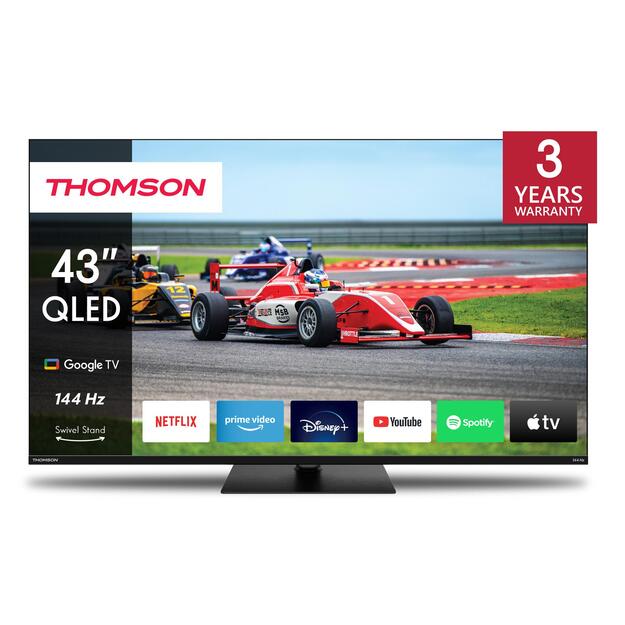 TV Set|THOMSON|43 |4K/Smart|QLED|3840x2160|Wireless LAN|Bluetooth|Google TV|Black|43QG7C14