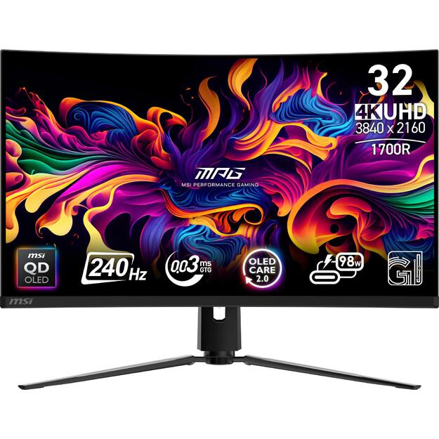 Monitor|MSI|MPG 321CURX QD-OLED|31.5 |Gaming/Curved/4K|Panel QD-OLED|3840x2160|16:9|240 Hz|0.03 ms|MPG321CURXQD-OLED