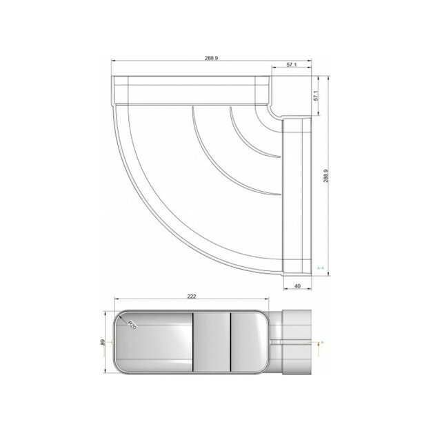 Ortakis ELICA KIT0121004 LHOV HORIZ.CURVE 90&deg;227X94 1
