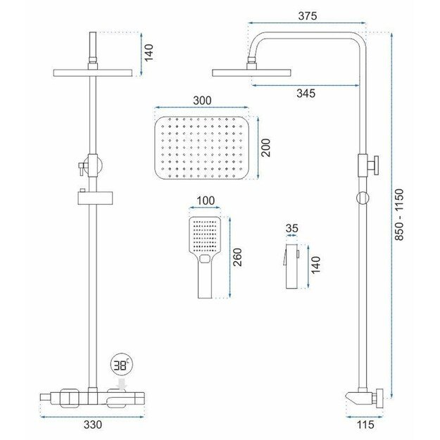 Termostatinis du&scaron;o komplektas REA ROB Gold, REA-P6625 1