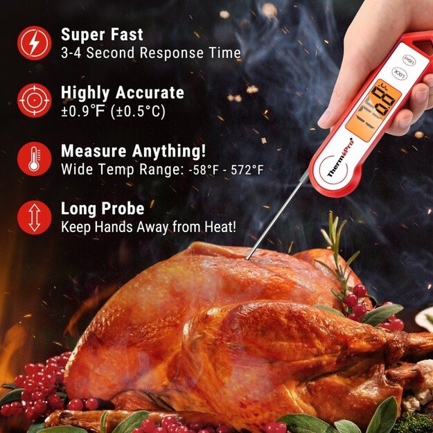 Momentinis atsparus vandeniui skaitmeninis maisto termometras ThermoPro TP19HW 1