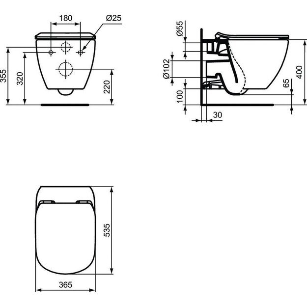 Pakabinamas klozetas su soft close dangčiu Ideal Standard Tesi AquaBlade T354601 1