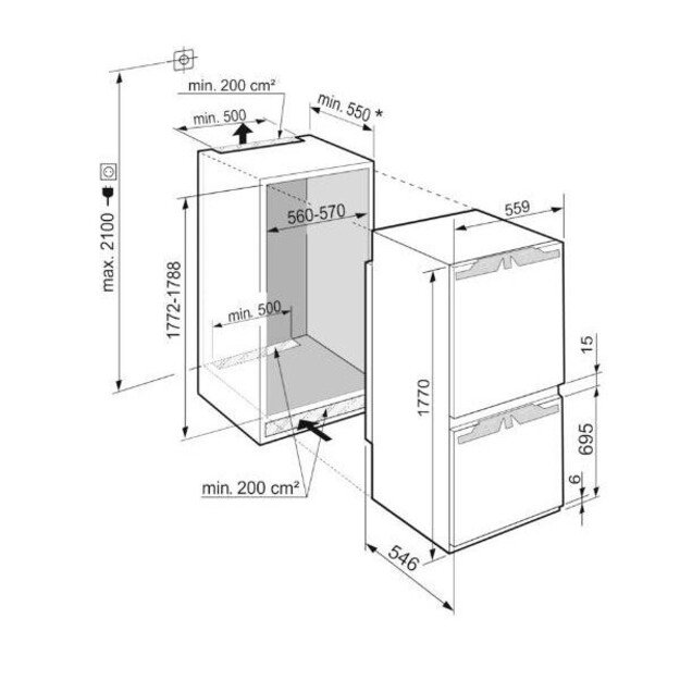 Įmontuojamas &scaron;aldytuvas Liebherr ICNd 5133 Plus NoFrost 2